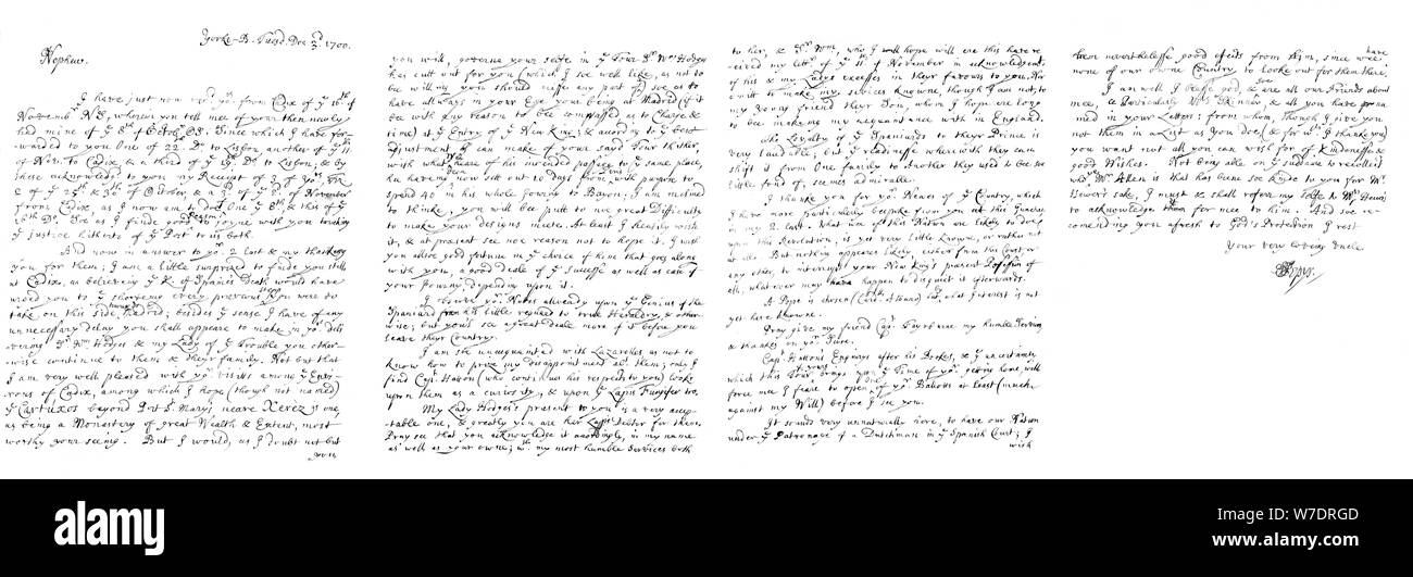 Lettre par Samuel Pepys à John Jackson, Esq, 1700 (1865).Artiste : Frederick George Netherclift Banque D'Images Lettre par Samuel Pepys à John Jackson, Esq, 1700 (1865).Artiste : Frederick George Netherclift Banque D'Images