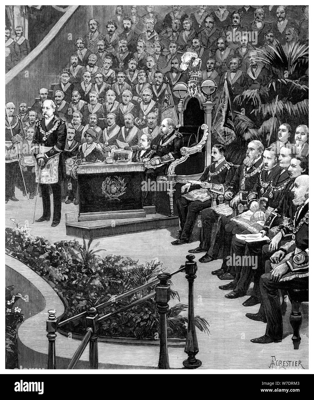 Grand rassemblement maçonnique, 1887. Artiste : Inconnu Banque D'Images