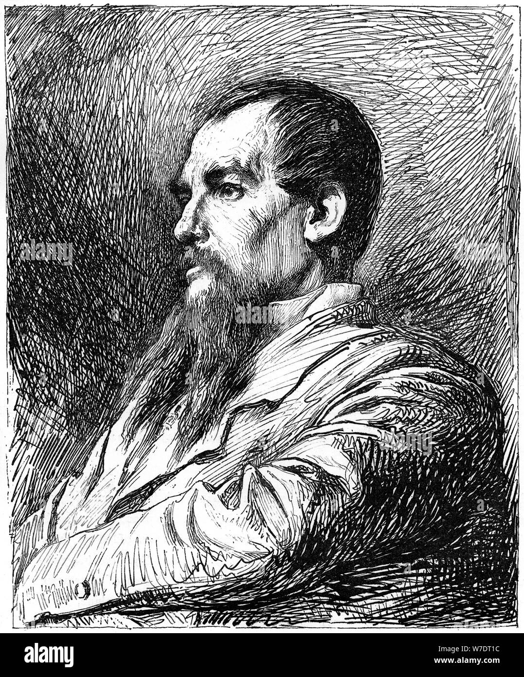 Le Capitaine Richard Burton, explorateur britannique, c1880-1882. Artiste : Charles Waltner Banque D'Images