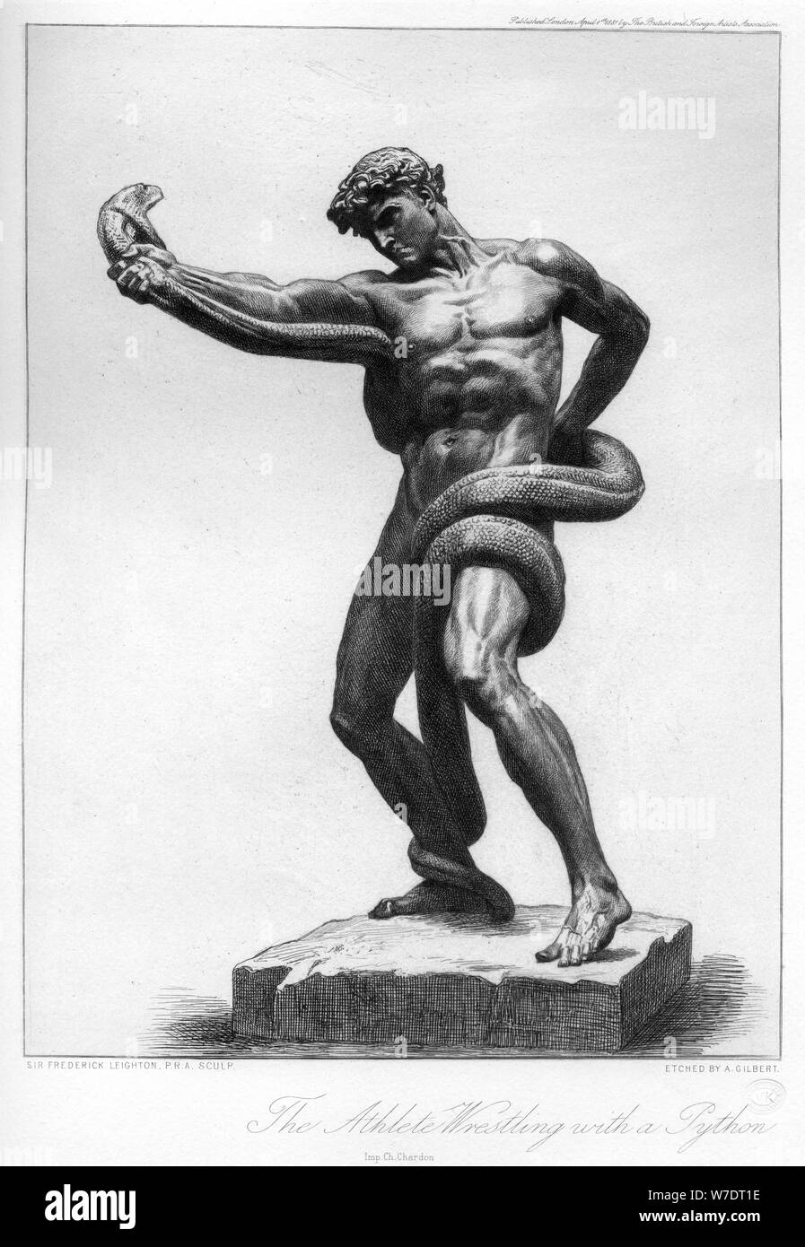 'L'athlète lutte avec un python', c1880-1882. Artiste : Gilbert UN Banque D'Images