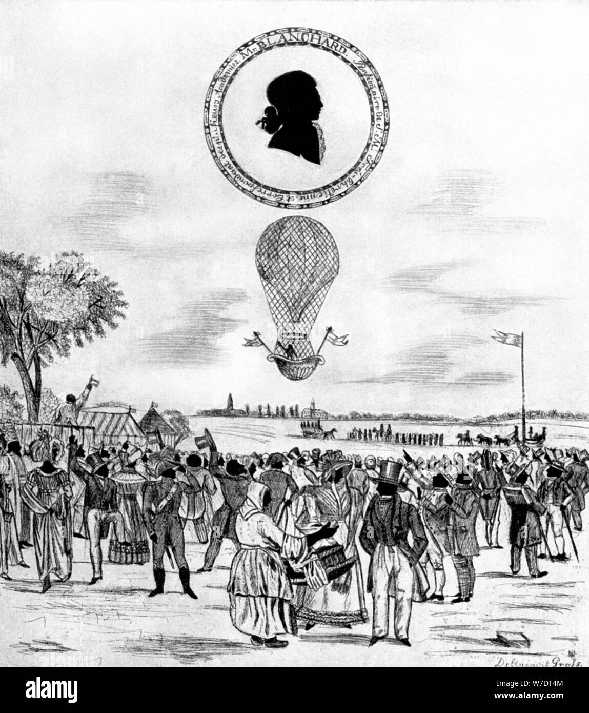 Le Ballon d' 'Blanchard, 1790 (1912). Artiste : Inconnu Banque D'Images