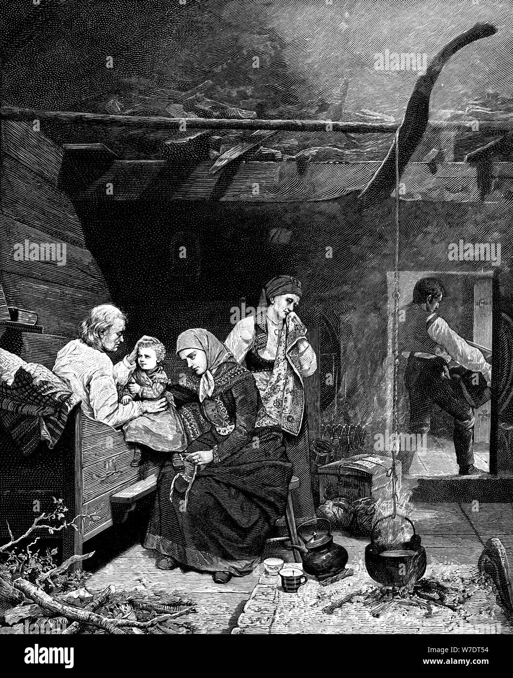 "La bénédiction du grand-père, milieu du xixe siècle (1882). Artiste : Inconnu Banque D'Images