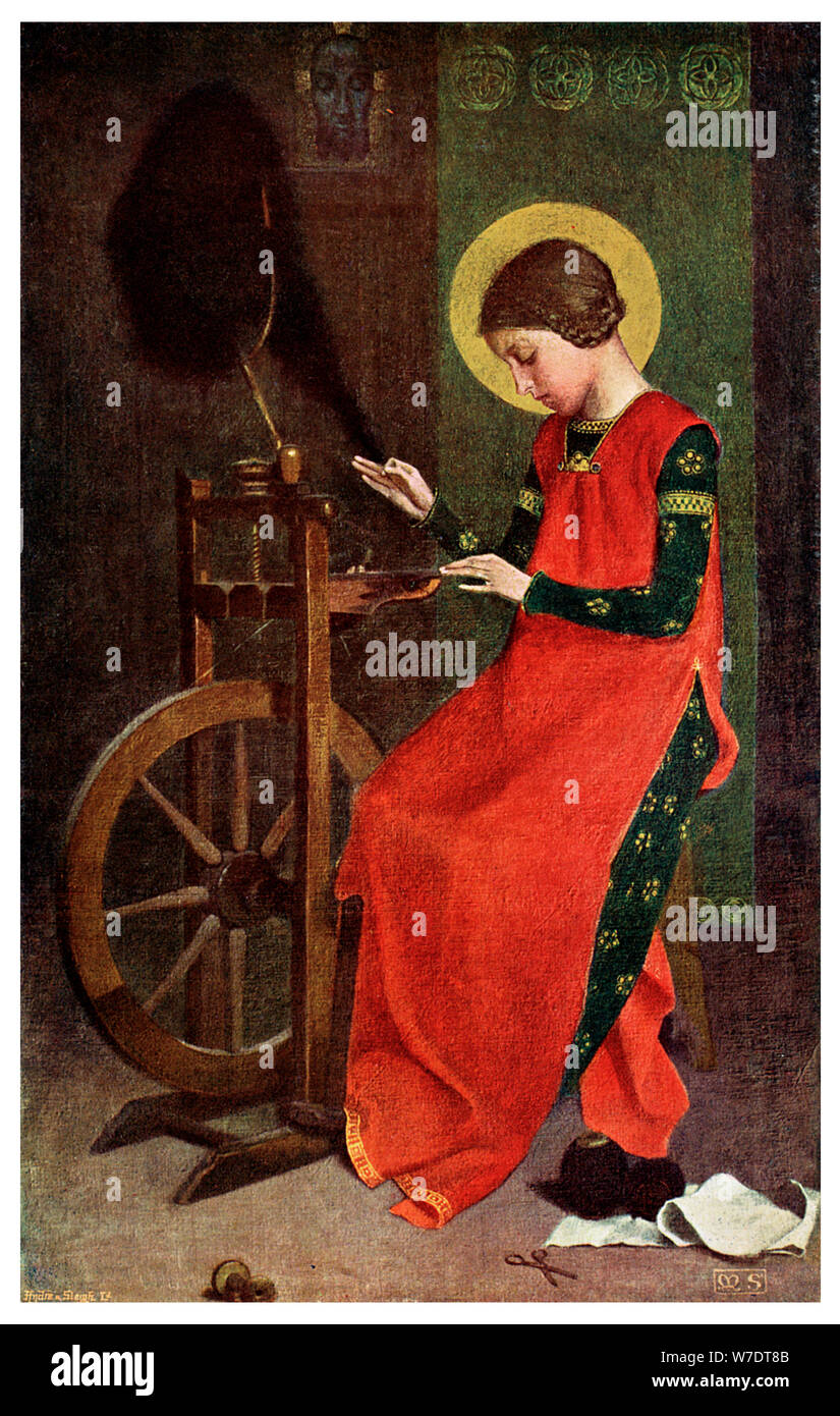 'St Elisabeth de Hongrie Filage de la laine pour les pauvres", 1901. Artiste : Inconnu Banque D'Images