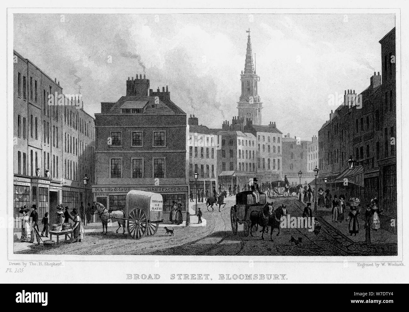 Broad Street, Bloomsbury, Londres, 19e siècle.Artiste : William Woolnoth Banque D'Images