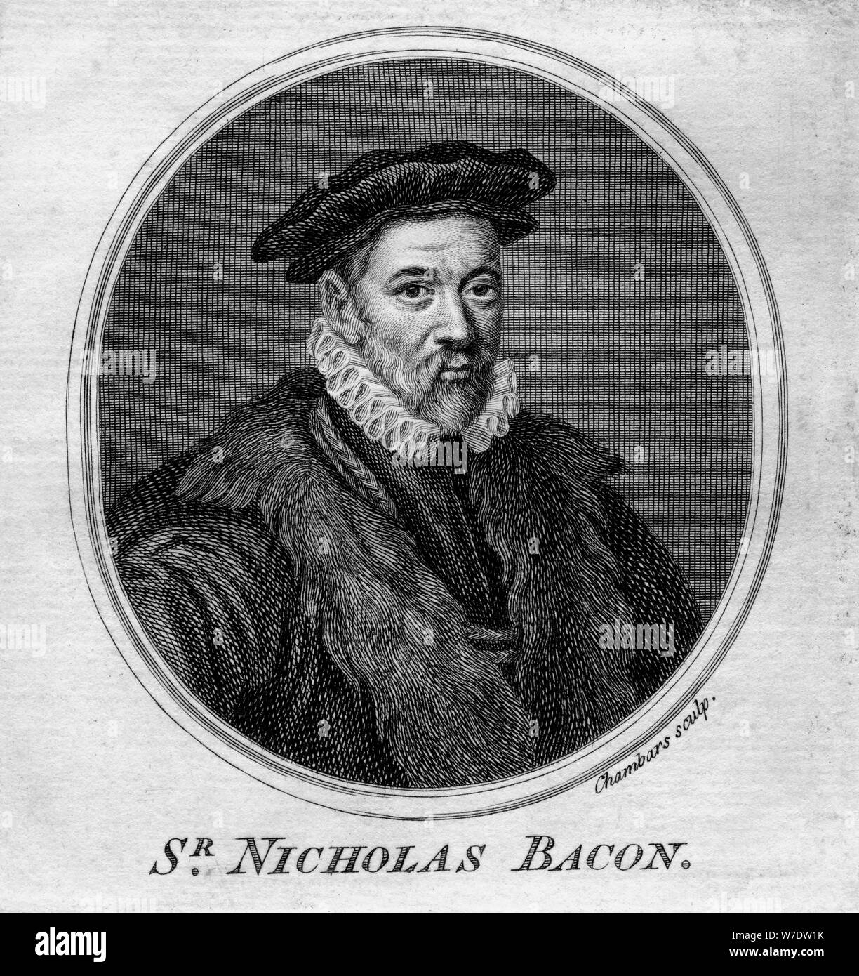 Sir Nicholas Bacon, homme politique français du 16e siècle.Artist : T Chambars Banque D'Images