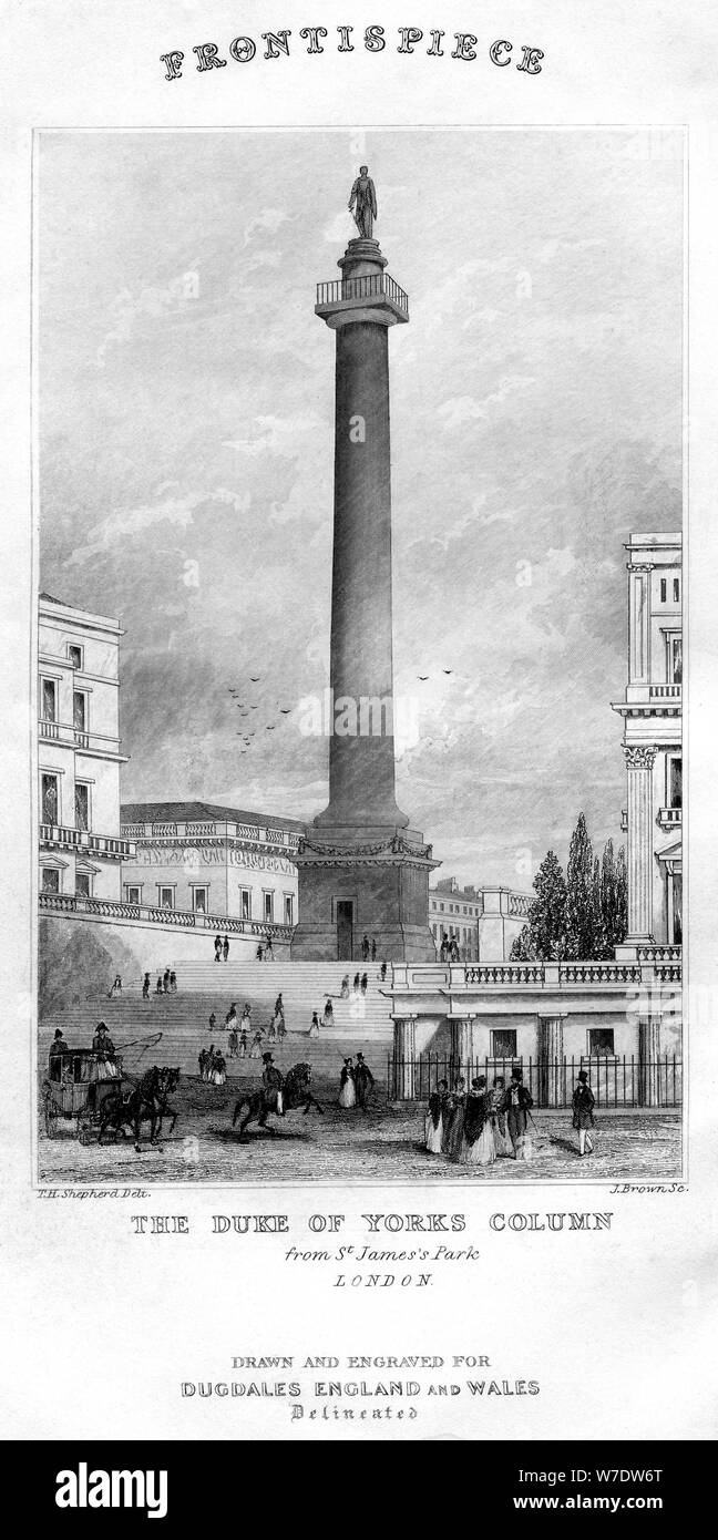 La colonne du duc d'York de St James's Park, Westminster, Londres, 19e siècle. Artiste : Inconnu Banque D'Images
