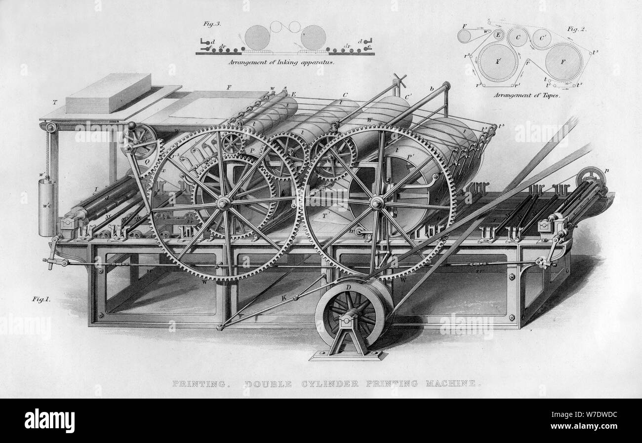 Double cylindre machine d'impression, 1866. Artiste : Inconnu Banque D'Images