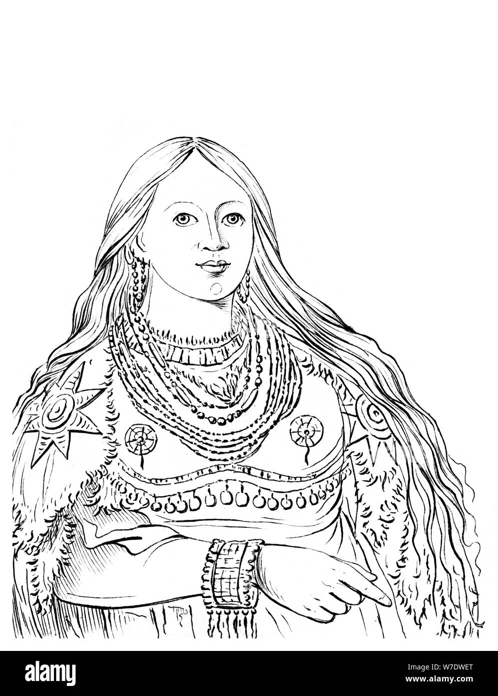 Portrait d'encre', 'Native American Woman, 1841.Artiste : Myers et Co Banque D'Images