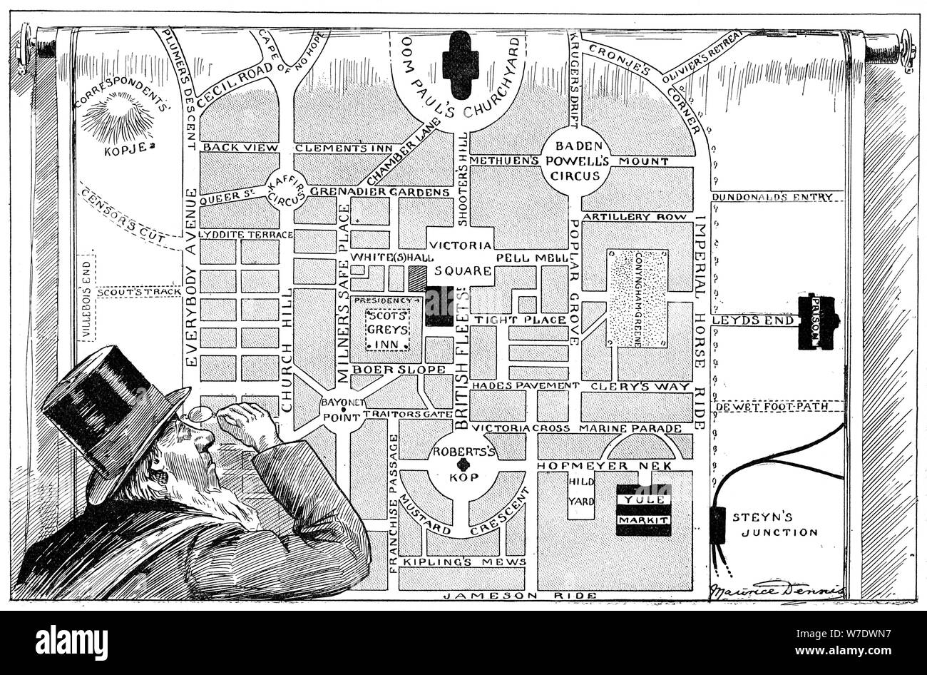 Le président Kruger à la recherche à un plan de la nouvelle Pretoria, 1900. Artiste : Inconnu Banque D'Images
