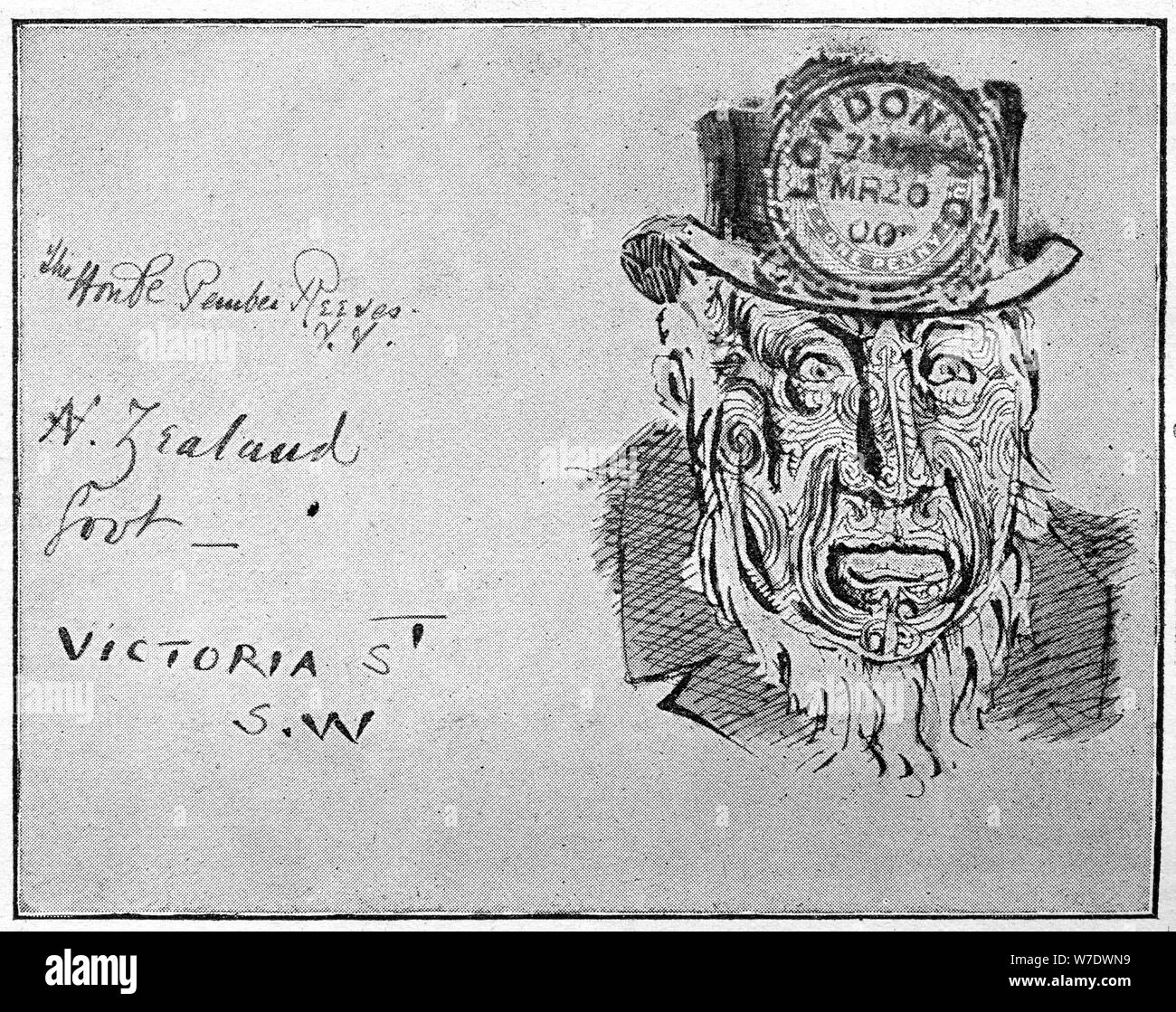 Caricature représentant chef boer Paul Kruger comme un Maori, 1900. Artiste : Inconnu Banque D'Images