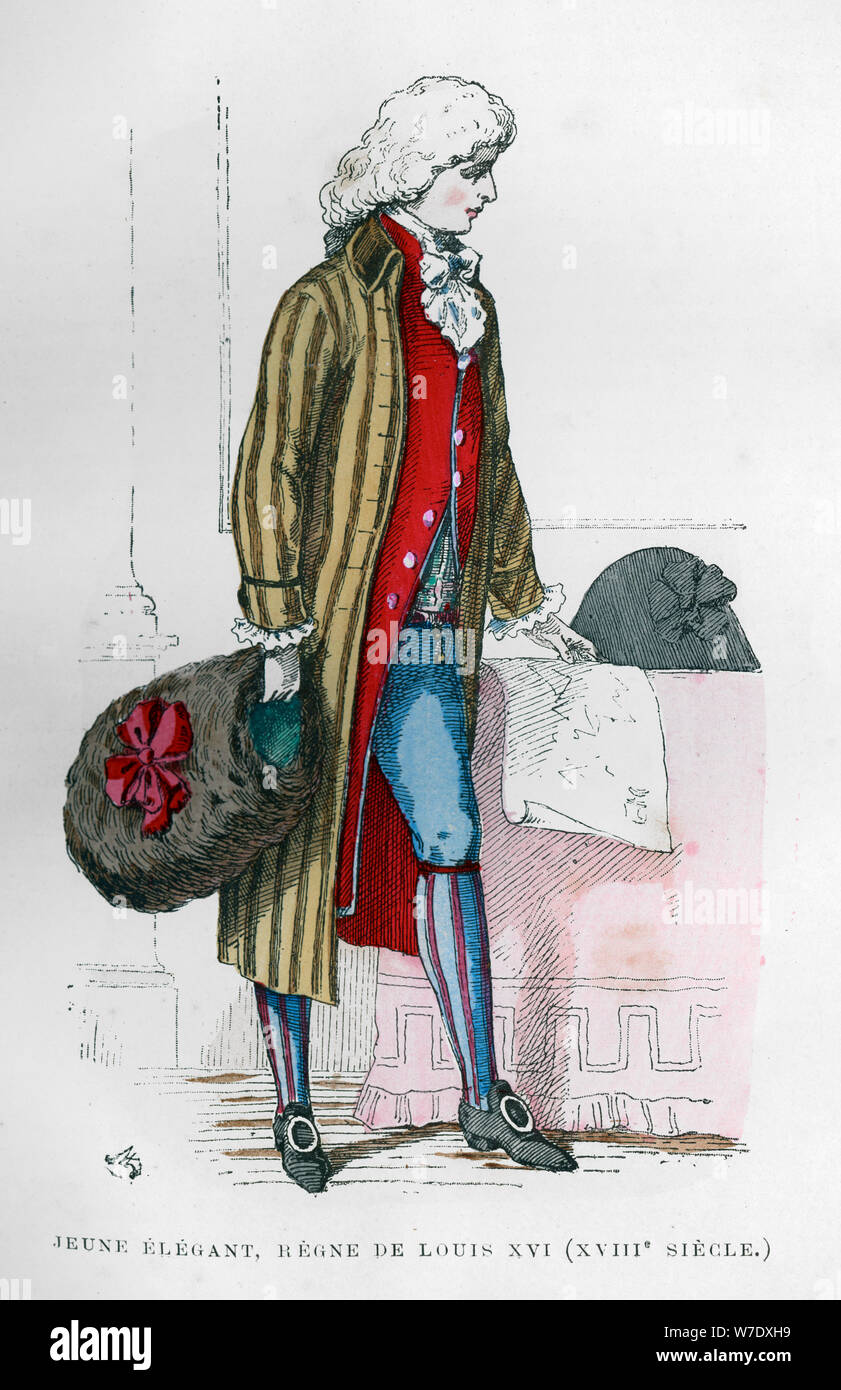 Jeune dandy en costume du règne de Louis XVI, 18e siècle (1882-1884). Artiste : Inconnu Banque D'Images