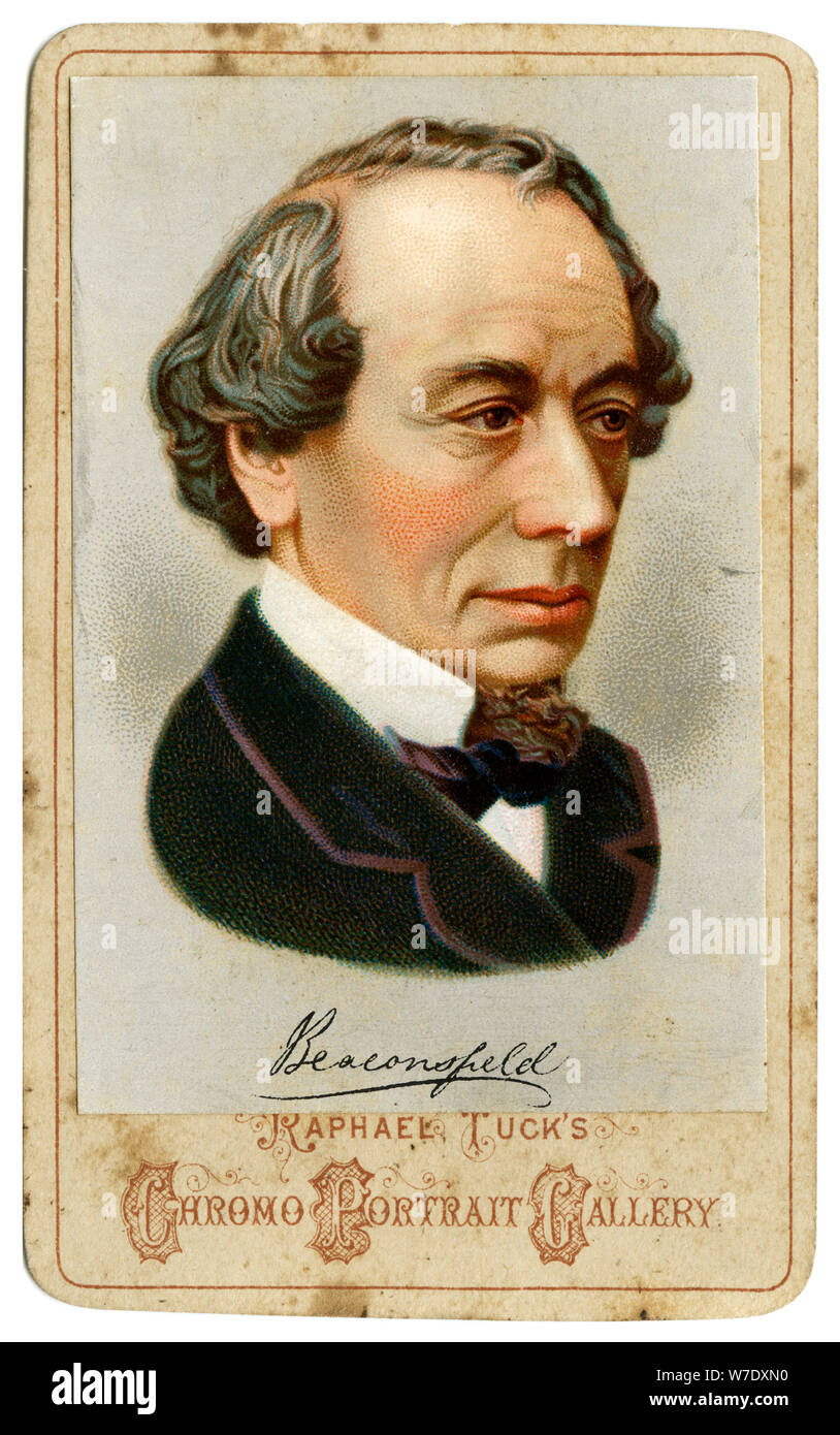 Benjamin Disraeli, comte de Beaconsfield, homme politique conservateur britannique du 19e siècle.Artiste : Raphael Tuck Banque D'Images