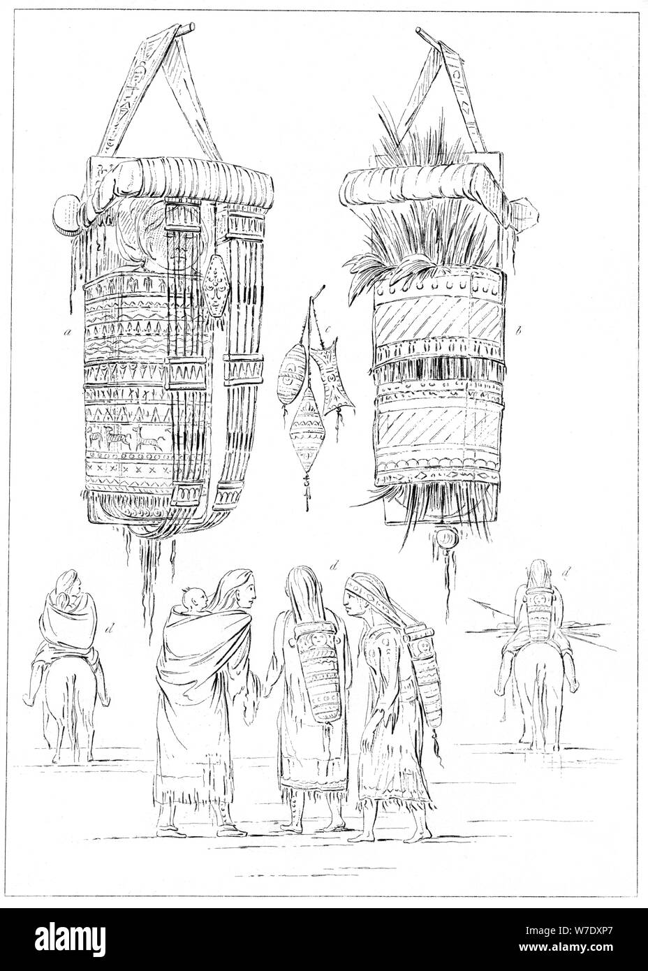 'Un berceau Sioux et les modes de réalisation de leurs enfants", 1841.Artiste : Myers et Co Banque D'Images