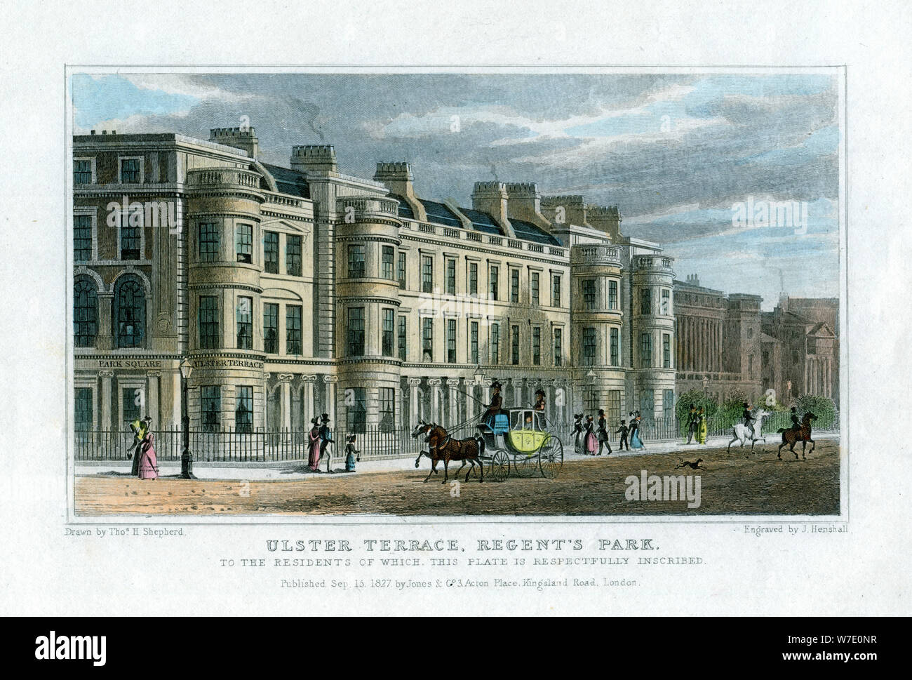 Terrasse de l'Ulster, Regent's Park, Londres, 1827. Artiste : J Henshall Banque D'Images