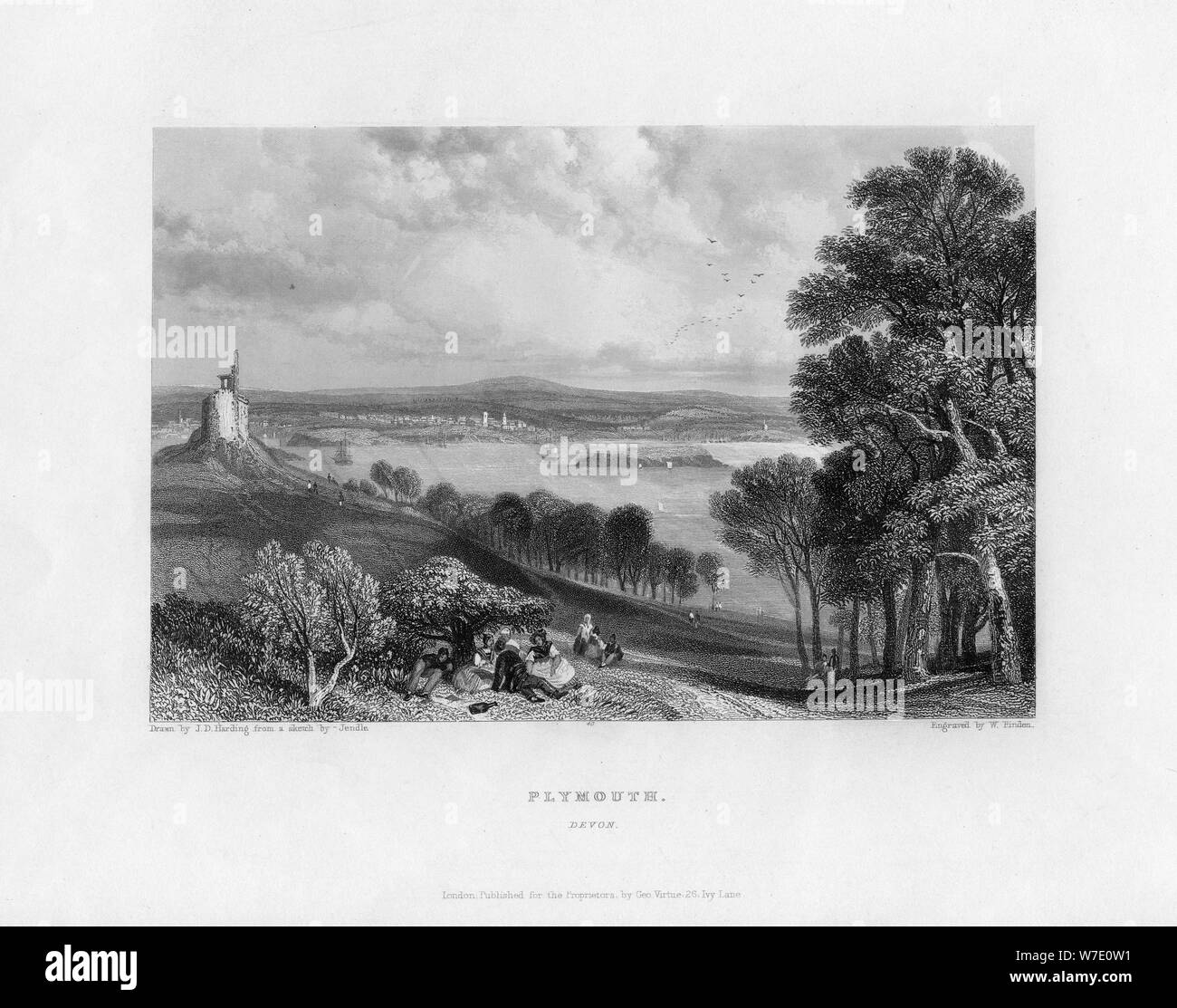 Plymouth, Devon, 19e siècle. Artiste : William Finden Banque D'Images