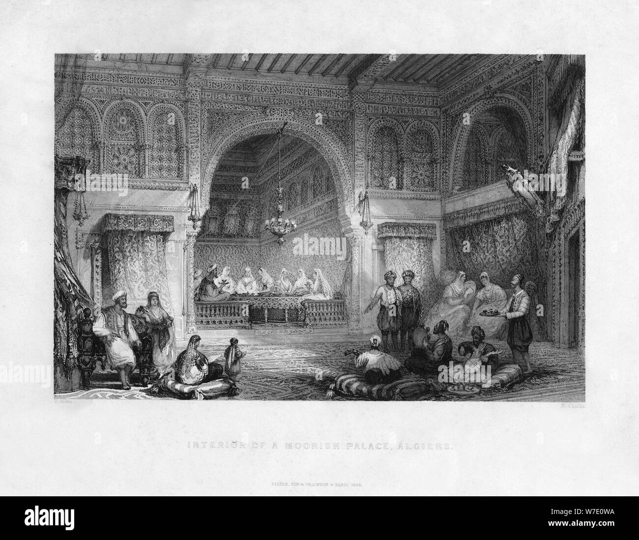 'Intérieur d'un palais mauresque, Alger, Algérie, 1839'. Artiste : E Challis Banque D'Images