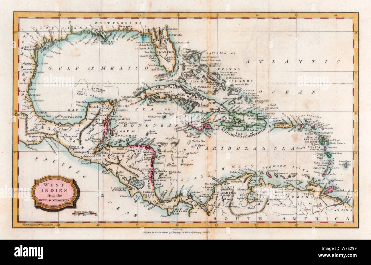 Carte de la West Indies, 18e siècle( ?).Artiste : Barlow Banque D'Images