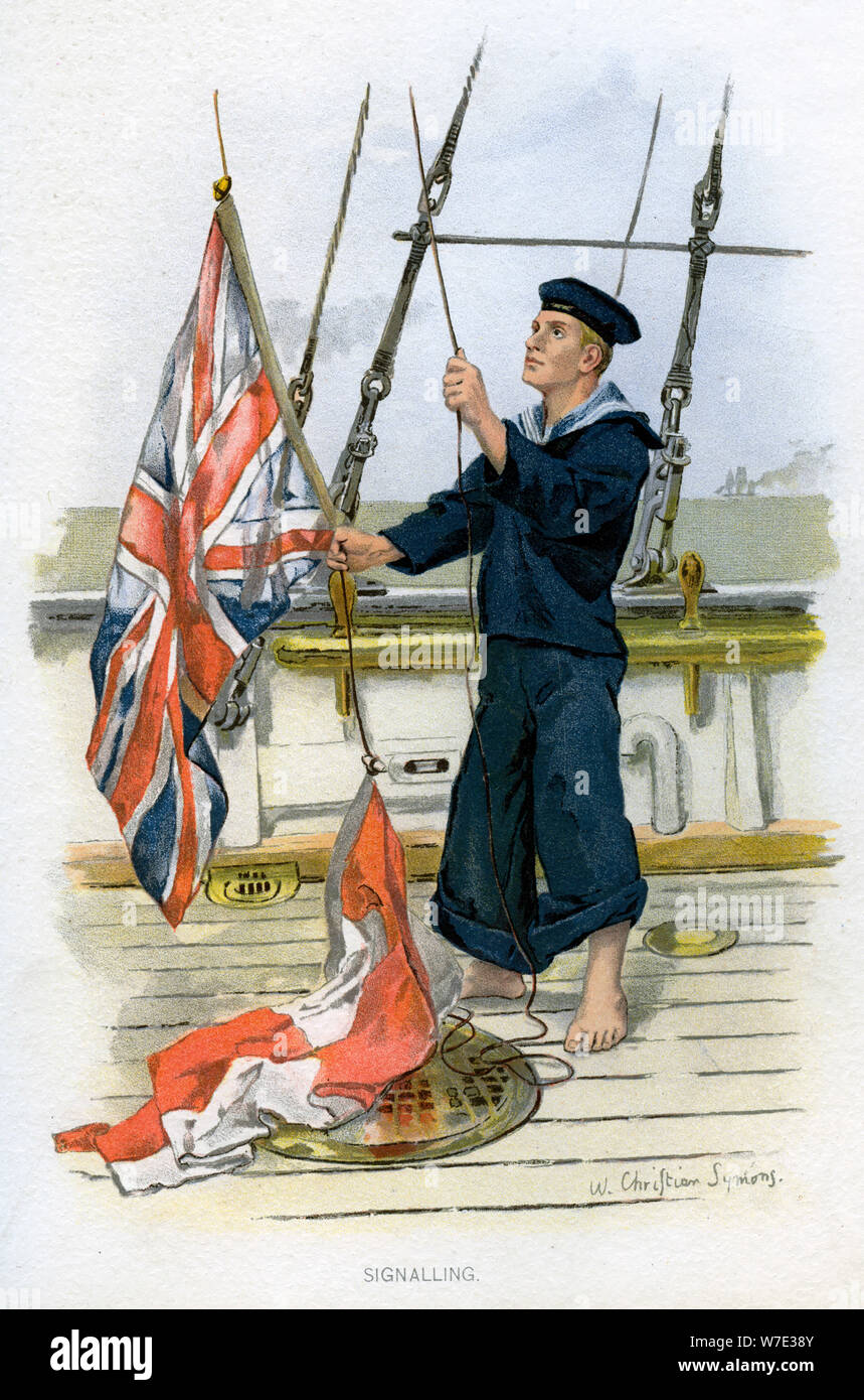 Marin de la Marine royale de la signalisation, c1890-c1893. Artiste : William Christian Symons Banque D'Images