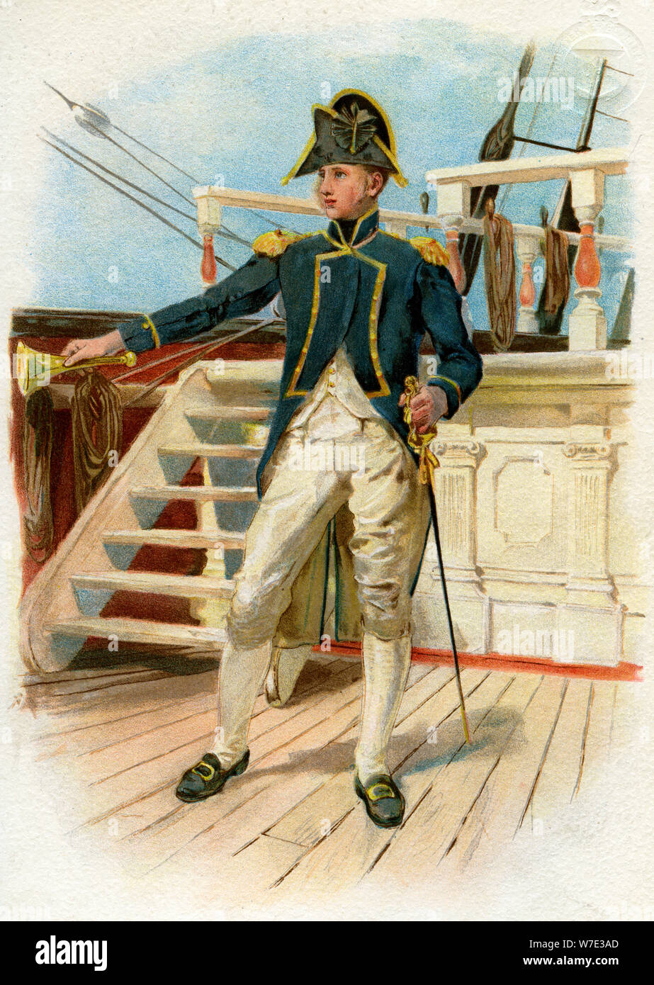 La Marine royale du 18ème siècle, le capitaine Post (c1890-c1893). Artiste : Inconnu Banque D'Images