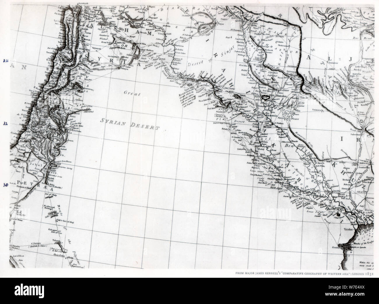La carte de Rennell du désert de Syrie, datée du 1809, publié 1831 (1937). Artiste : Inconnu Banque D'Images