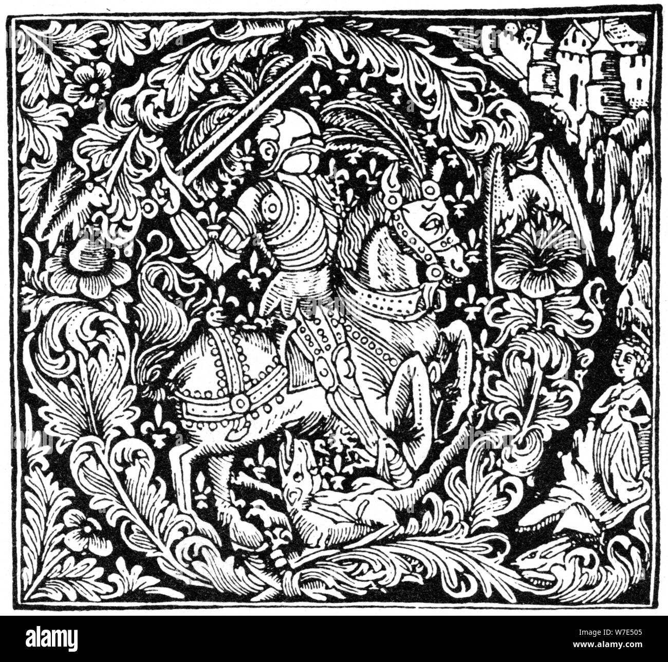 Q initiale, 1490 (1964). Artiste : Anon Banque D'Images