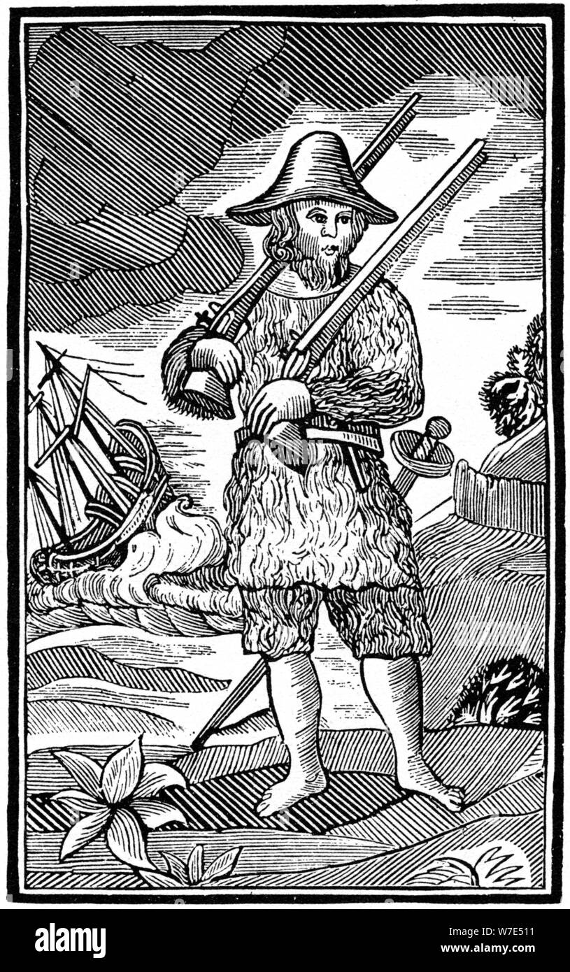 Robinson Crusoë, chapbook cut, 18e siècle (1964). Artiste : Anon Banque D'Images