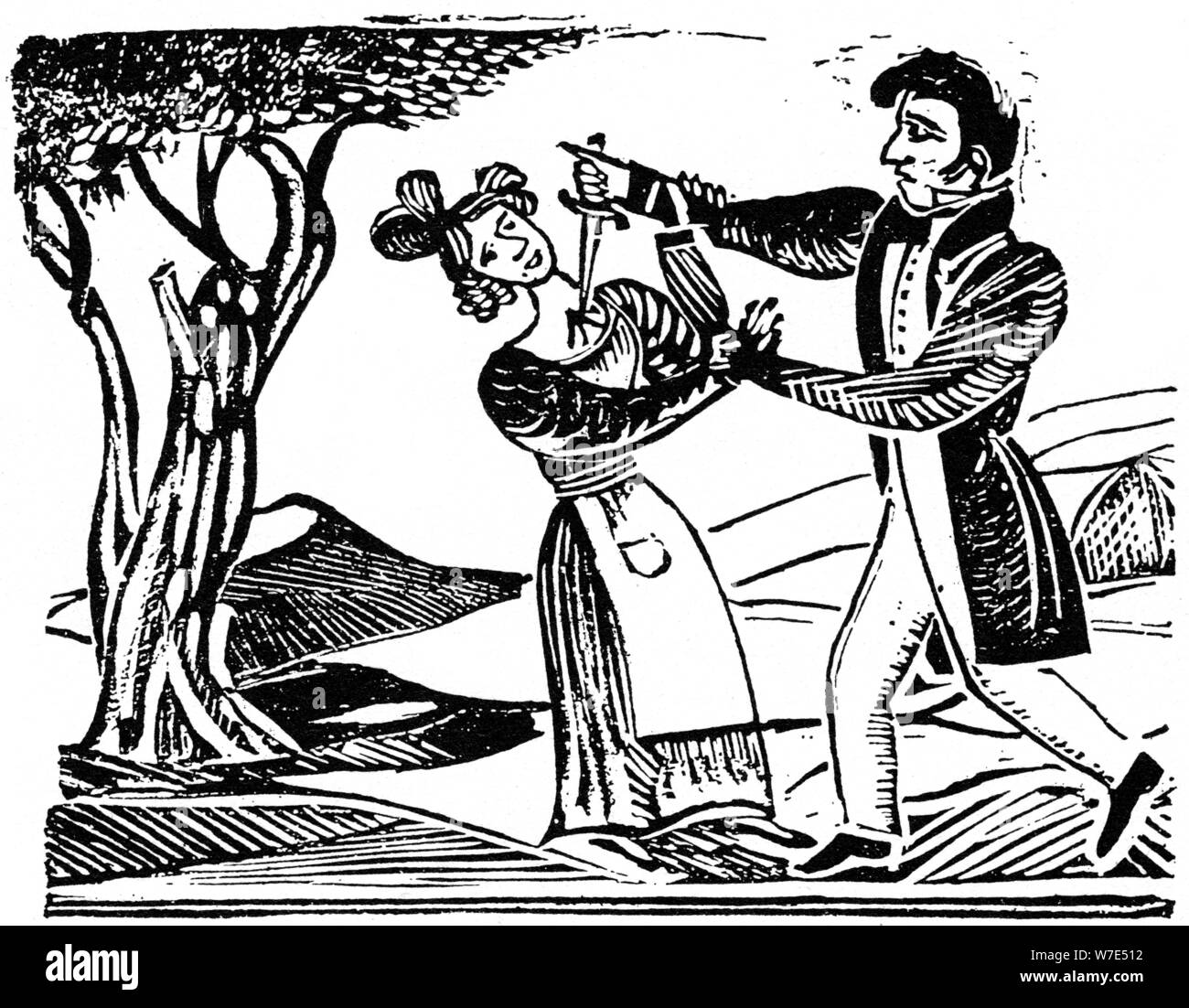 Gravure sur bois populaires français utilisé pour illustrer des meurtres, c1840 (1964). Artiste : Anon Banque D'Images