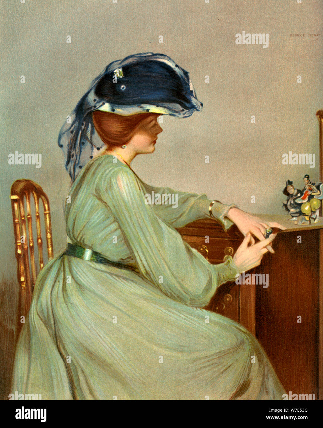 "Le voile bleu", 1904. Artiste : George Henry Banque D'Images