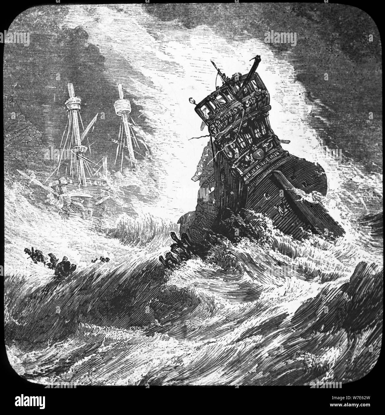 L'Armada espagnole dans une tempête, 1588 (fin du xixe ou début du xxe siècle( ?)). Artiste : Inconnu Banque D'Images
