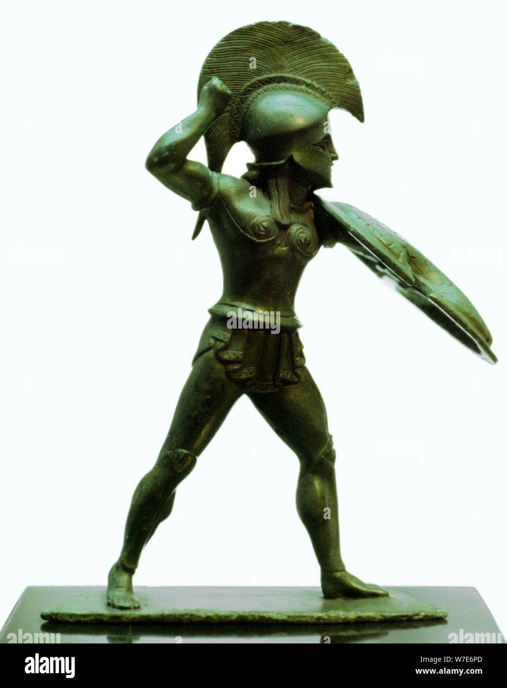 Une statuette en bronze d'un guerrier hoplite grec. Artiste : Inconnu Banque D'Images