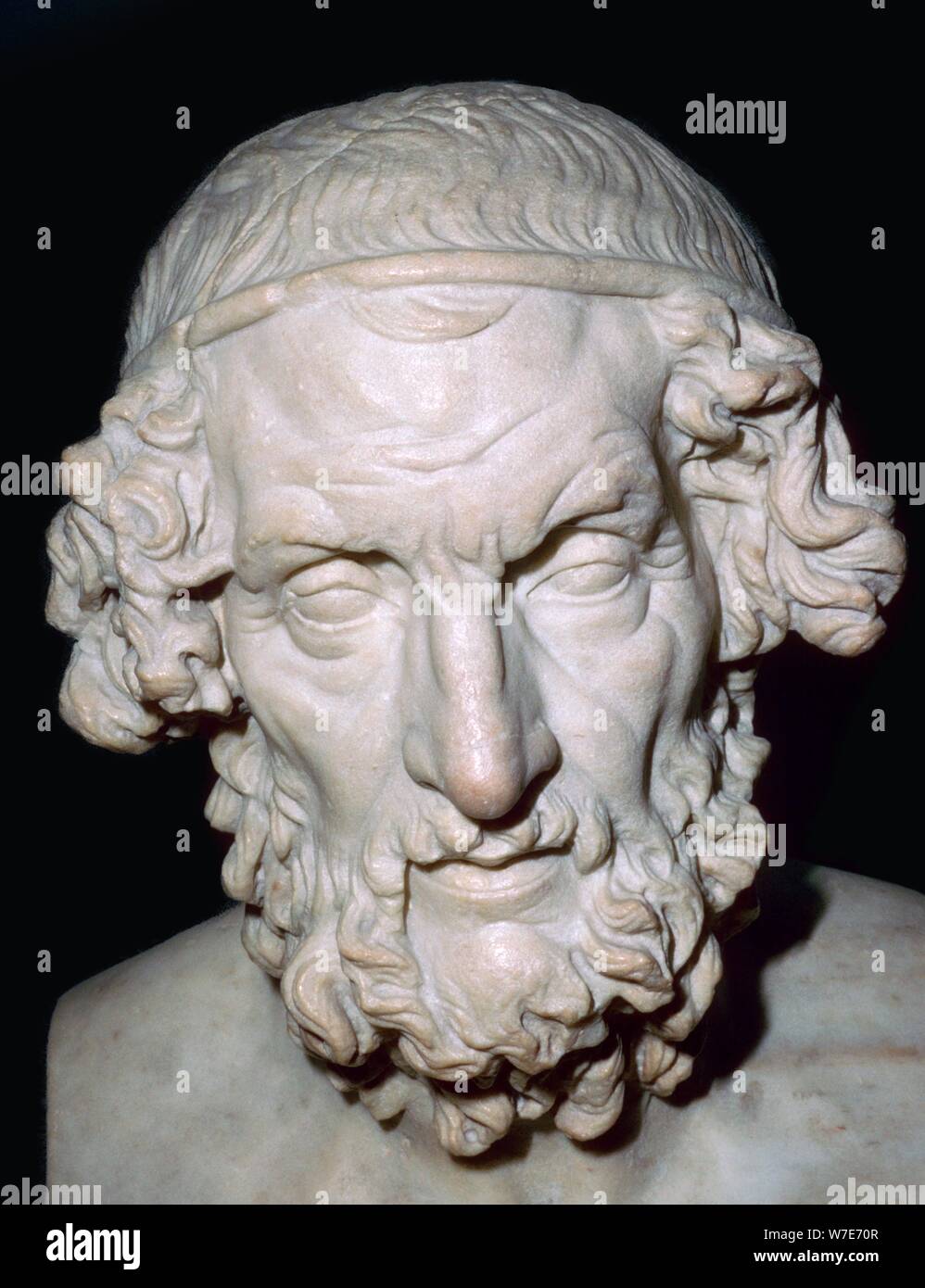 Portrait en buste d'Homère, Roman, à partir de Baiae, Campanie, Italie, 1er-2e siècle. Artiste : Inconnu Banque D'Images
