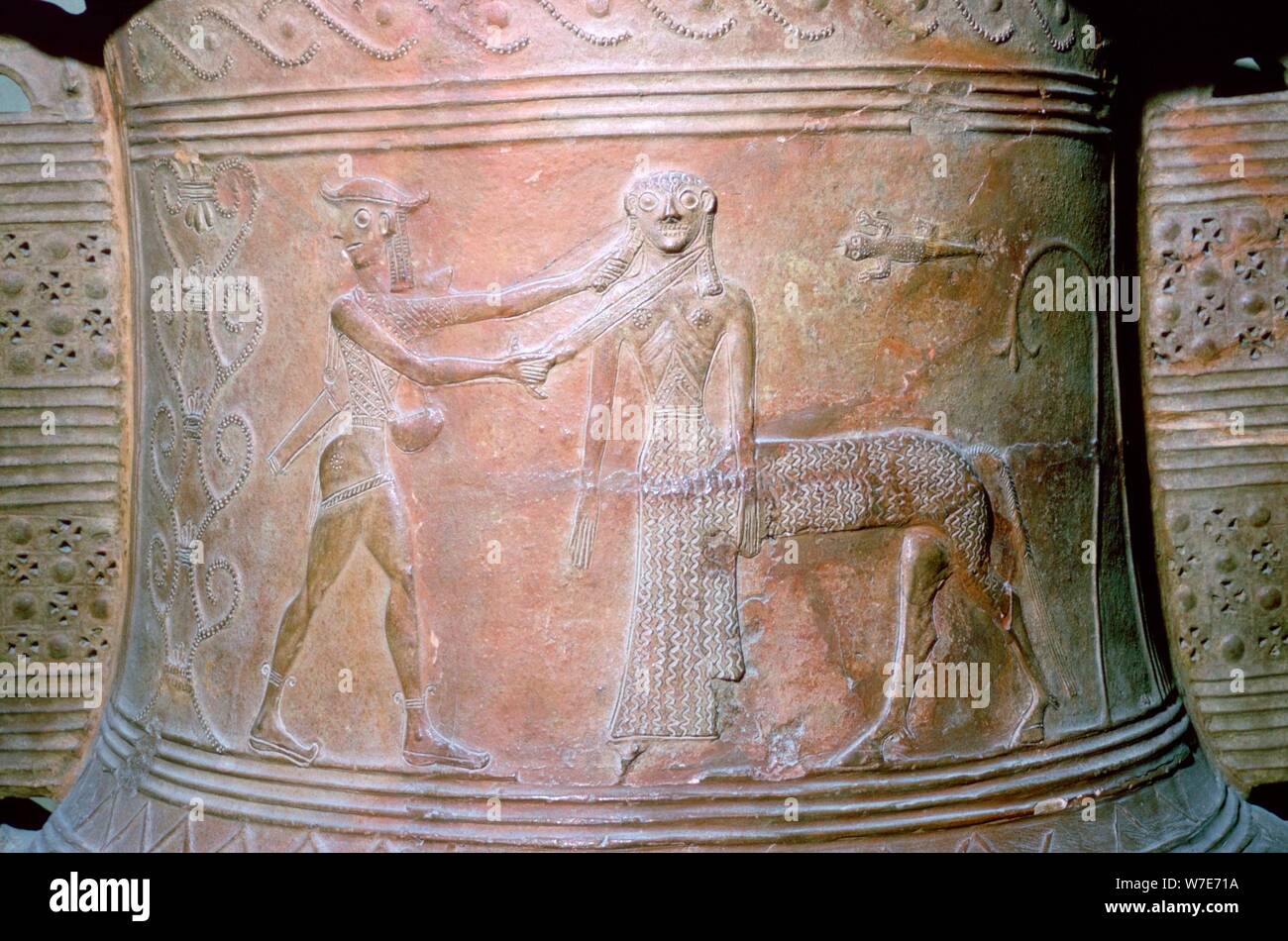 Vase grec détail de Persée tuant la Gorgone, 7e siècle avant J.-C.. Artiste : Inconnu Banque D'Images