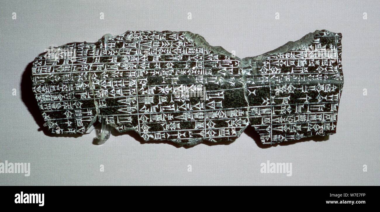 Tablette avec inscription bilingue érigée par le roi Hammurabi. Artiste : Inconnu Banque D'Images