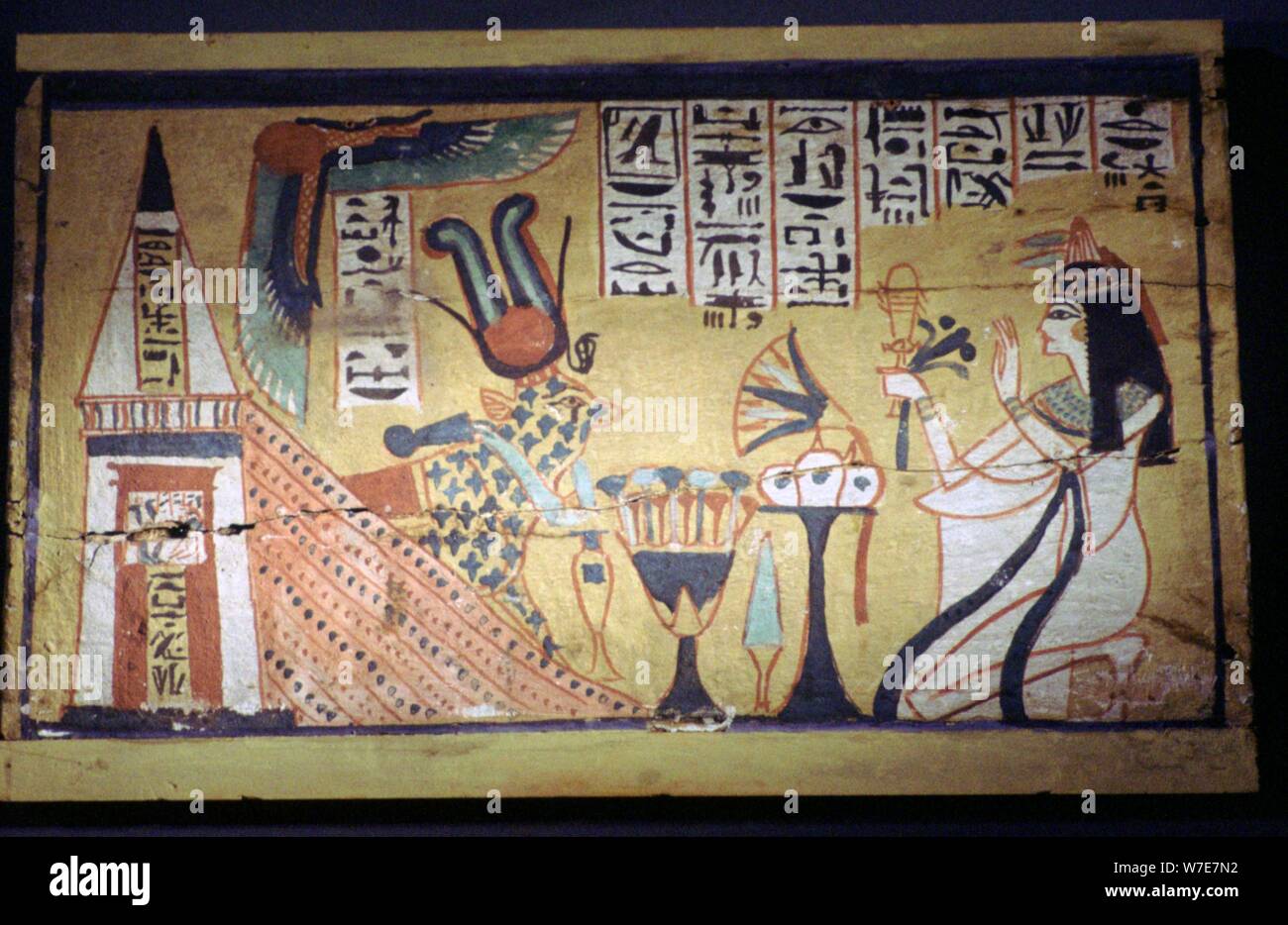 La peinture égyptienne sur un sol en bois shabti fort. Artiste : Inconnu Banque D'Images