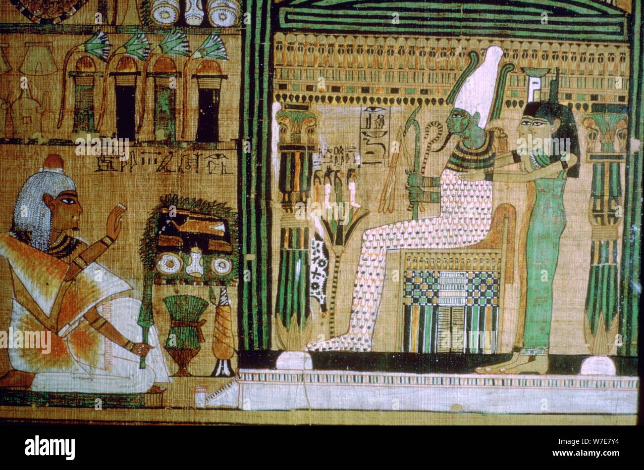 Livre des morts égyptien du défunt à genoux devant les dieux de l'inframonde. Artiste : Inconnu Banque D'Images