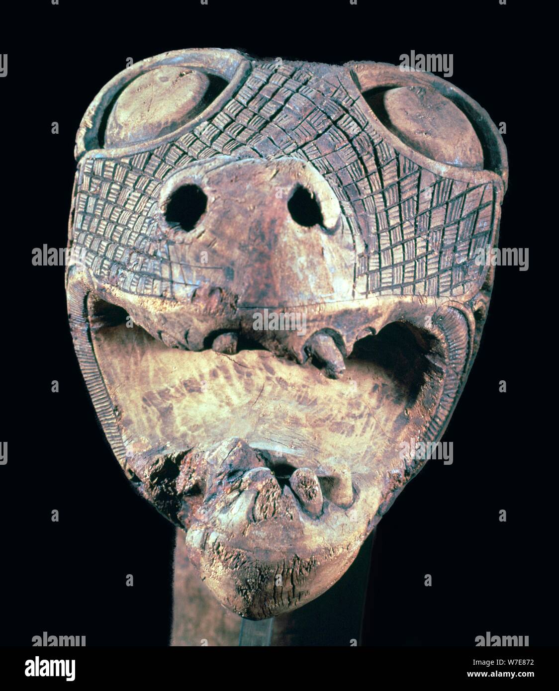 L'académicien' tête d'animal-post de l'Oseburg ship l'inhumation. Artiste : Inconnu Banque D'Images