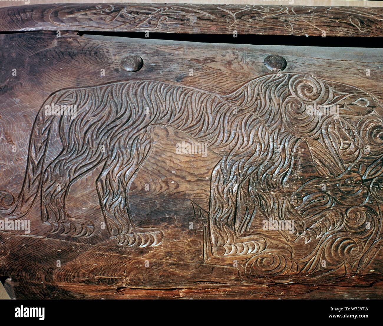 Détail d'un tigre sur un sarcophage Scythe. Artiste : Inconnu Banque D'Images