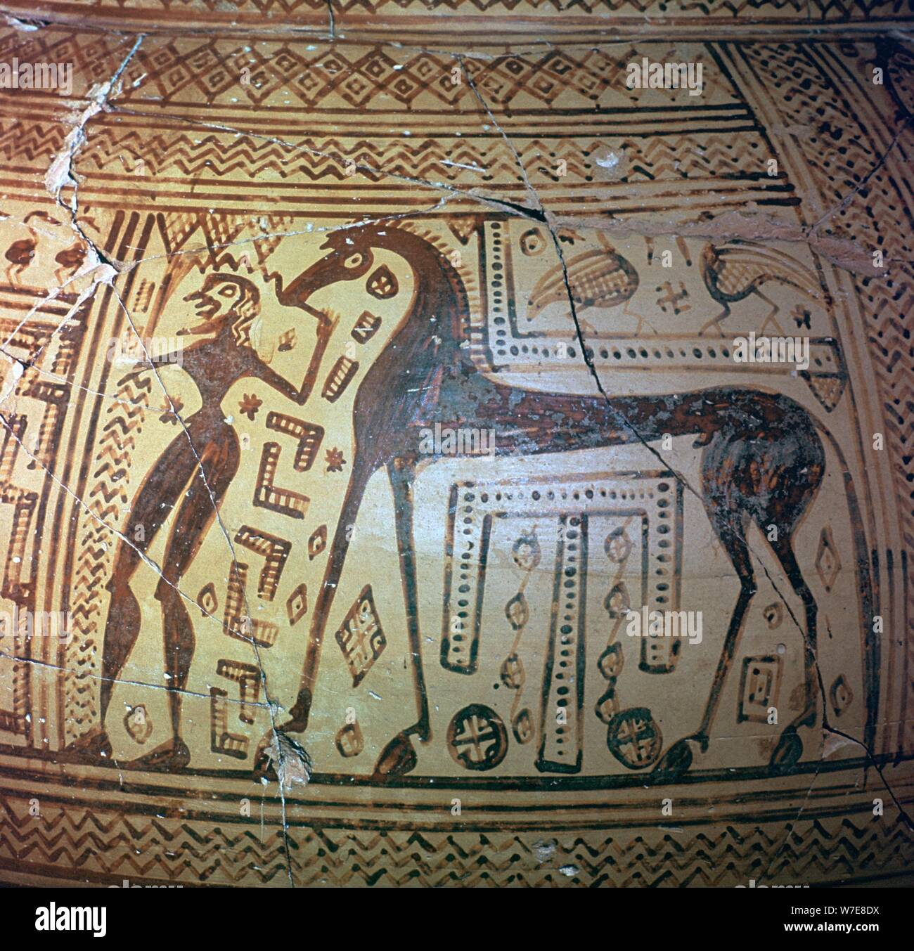 Détail d'un vase grec période géométrique, 9e siècle avant J.-C.. Artiste : Inconnu Banque D'Images