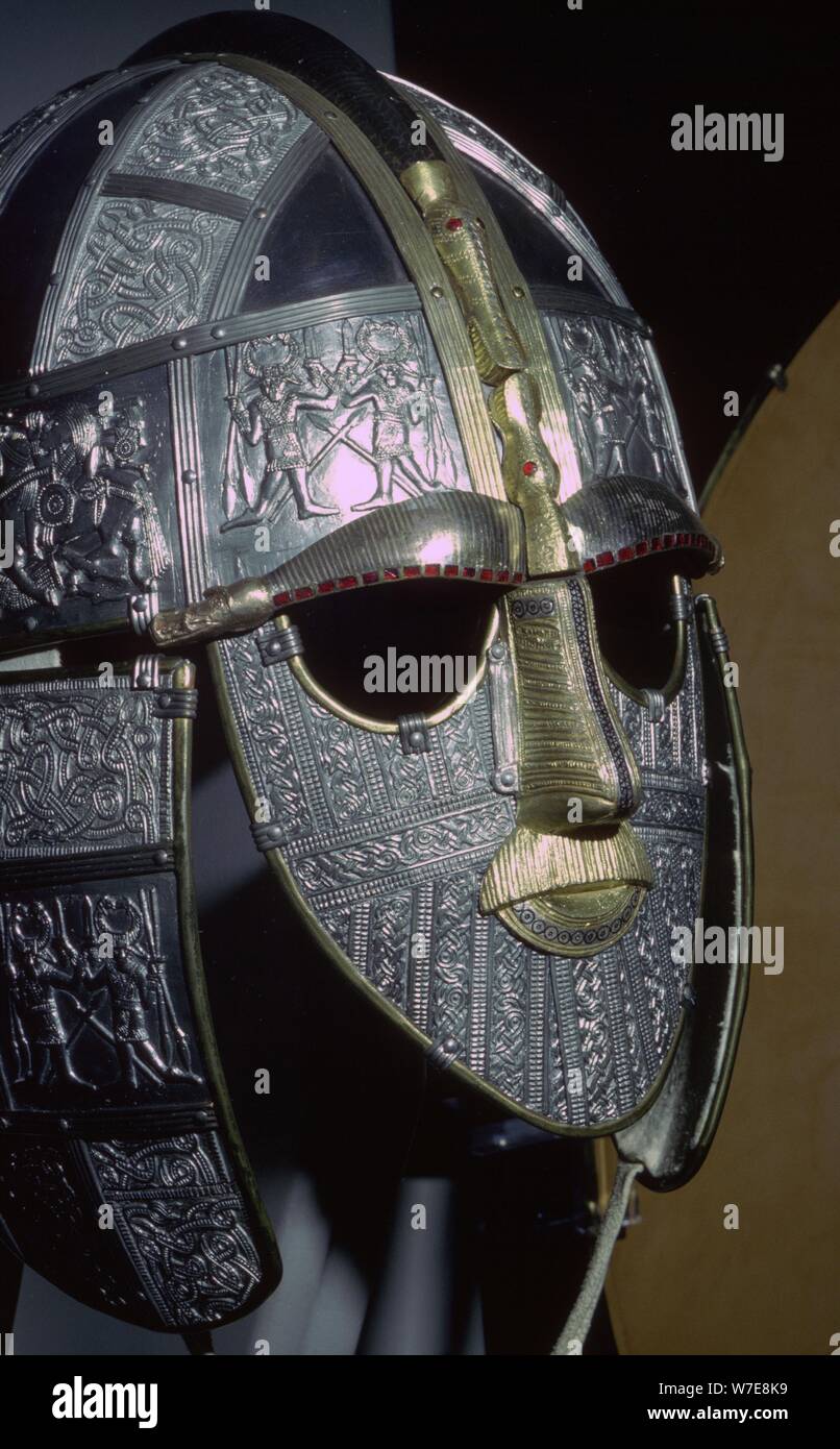 Casque de Sutton Hoo (reconstruction). Artiste : Inconnu Banque D'Images