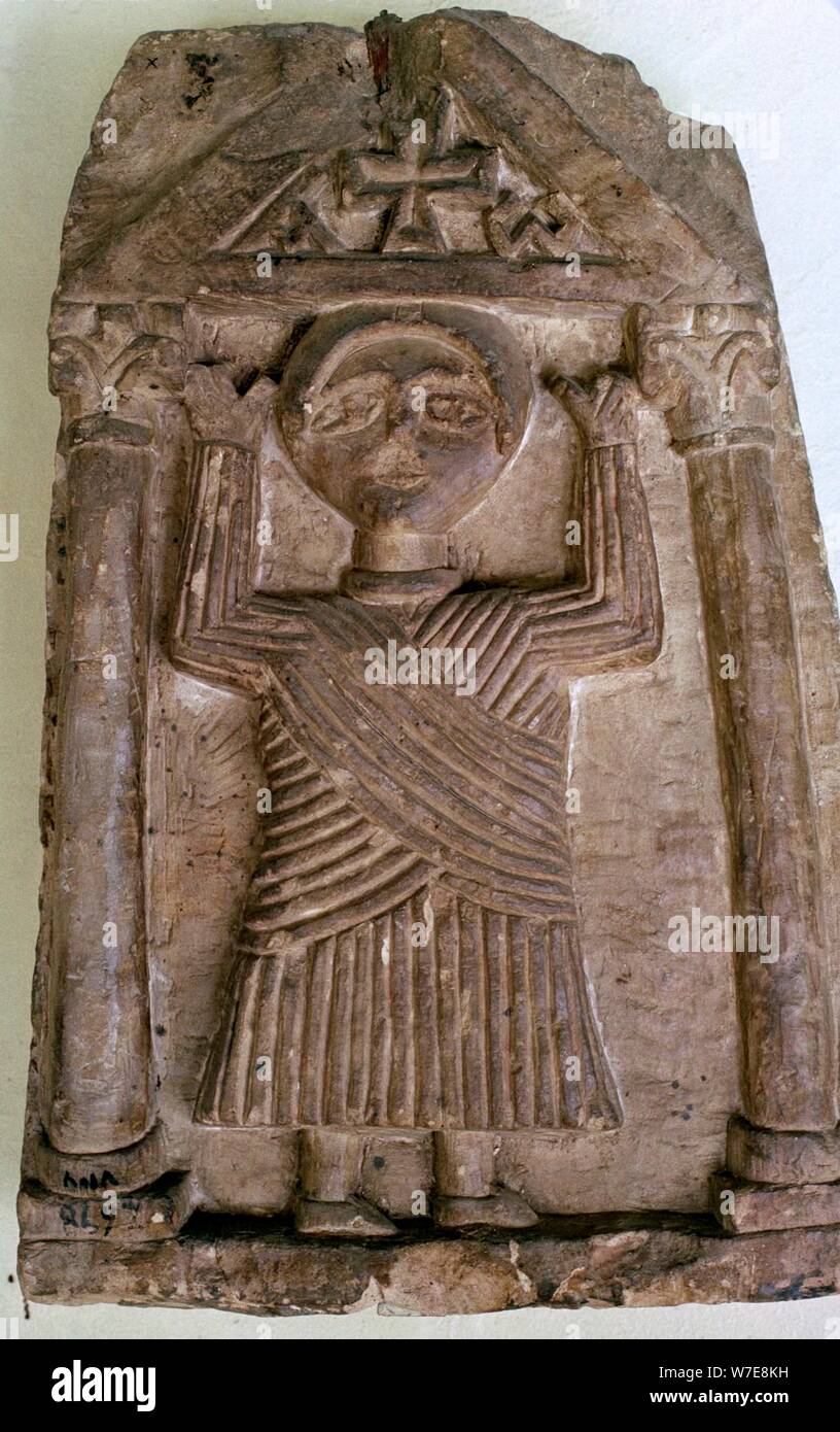 Stèle funéraire copte, 3ème-4ème siècle. Artiste : Inconnu Banque D'Images