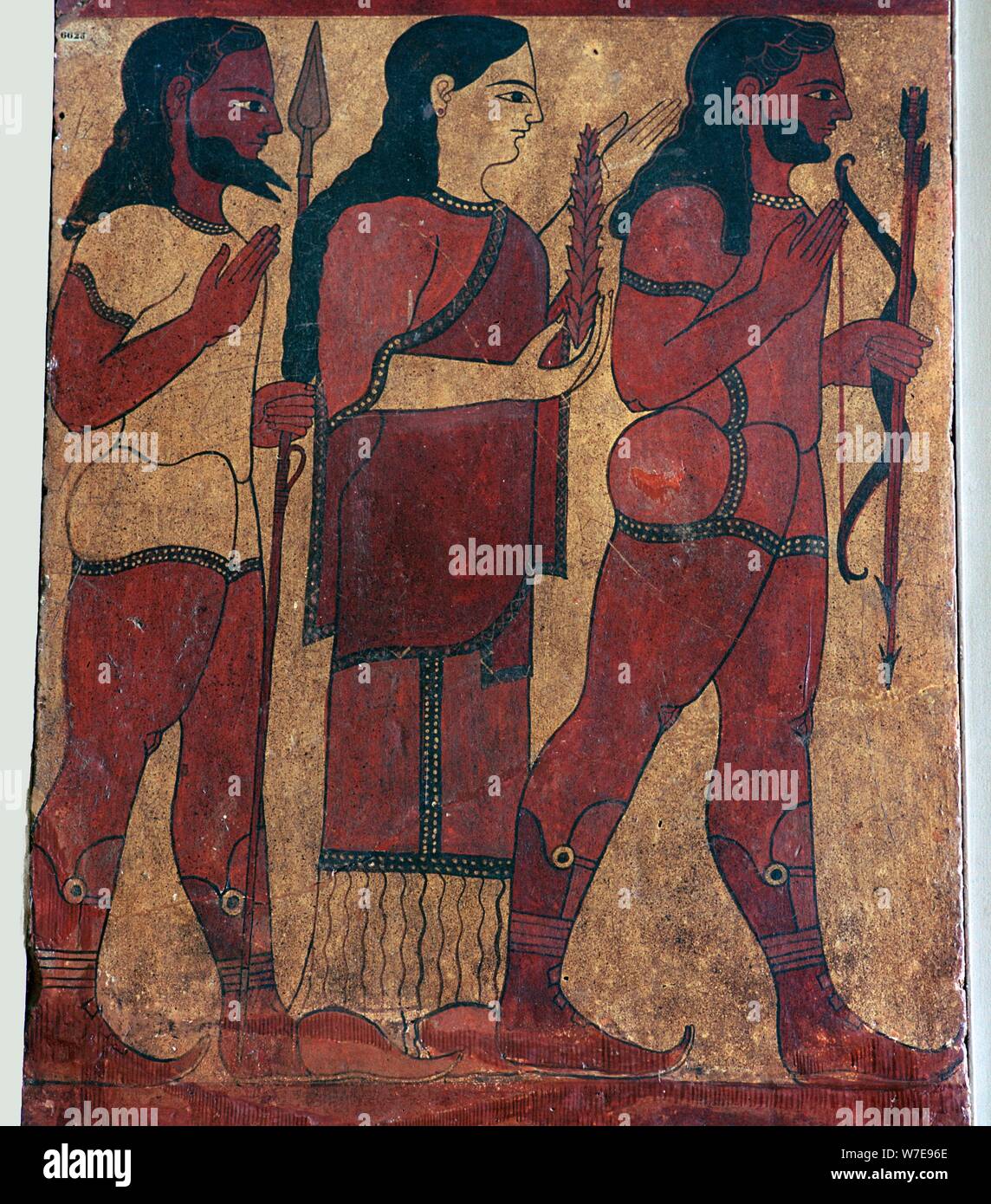Détail d'un tombeau étrusque peinture d'Ceres avec un accompagnateur, 6ème siècle avant JC. Artiste : Inconnu Banque D'Images