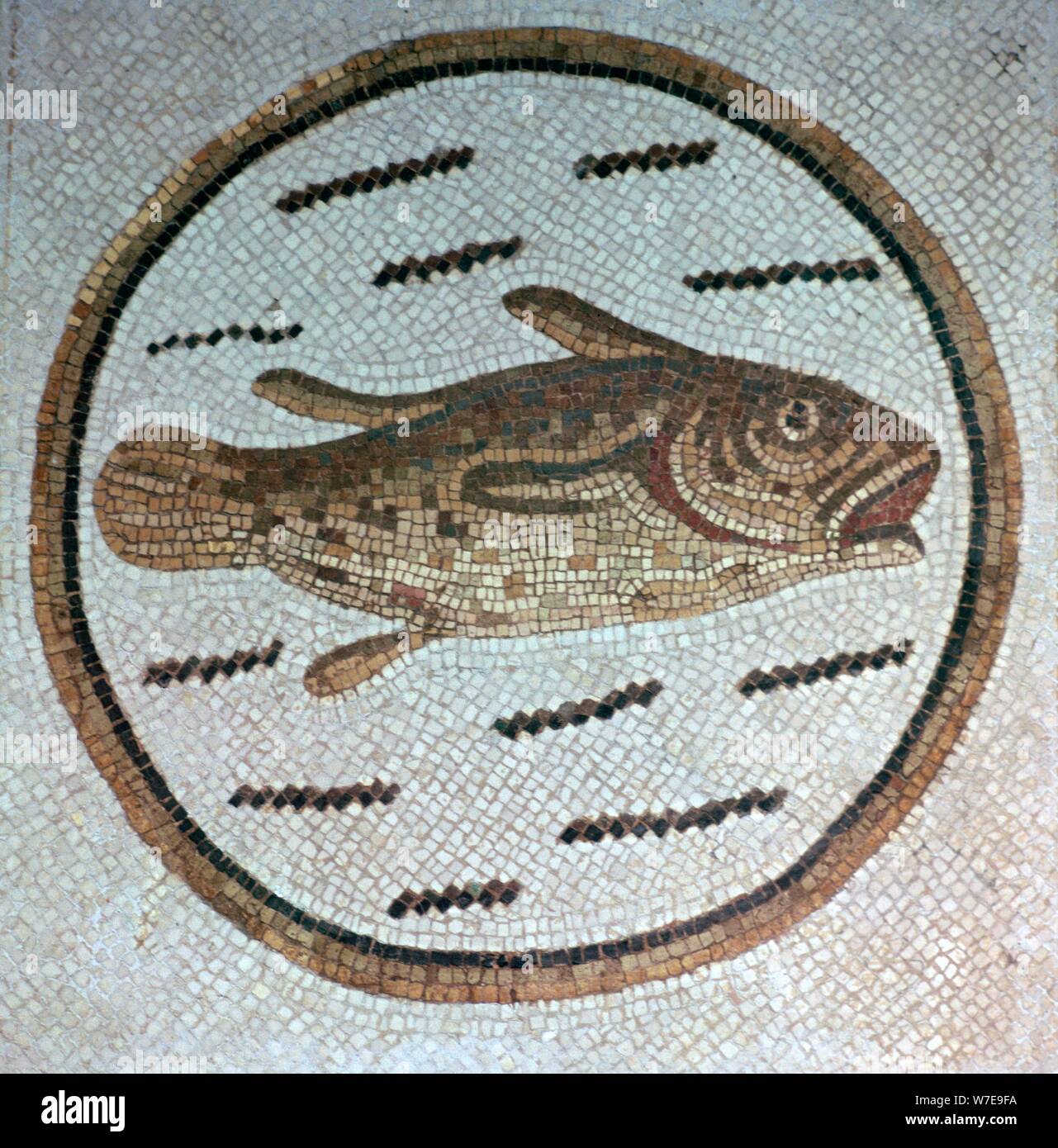 Poissons chrétien de l'époque mosaïque, 4e siècle. Artiste : Inconnu Banque D'Images