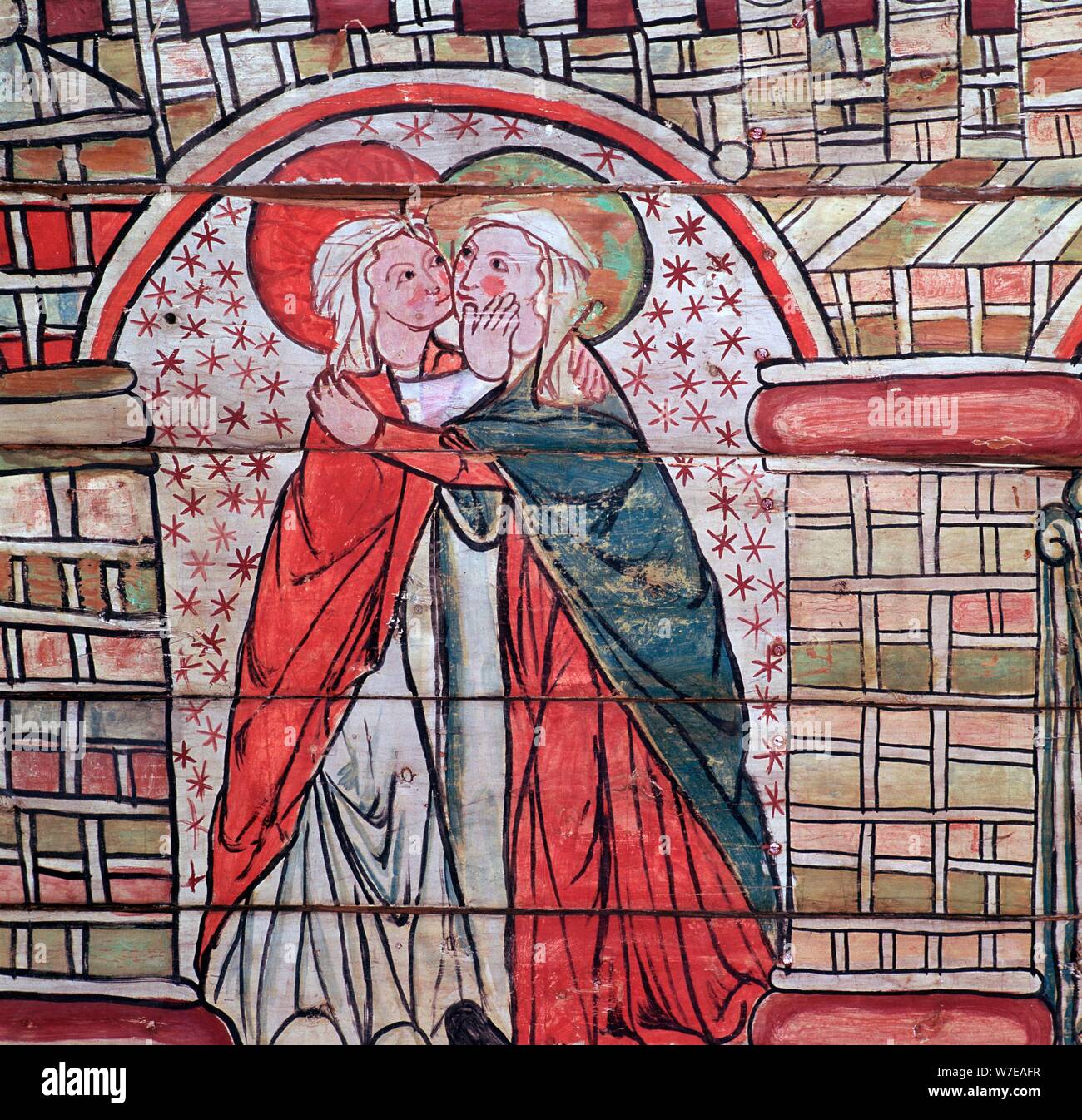 La peinture norvégienne de la Vierge Marie et St Anne, 13e siècle. Artiste : Inconnu Banque D'Images