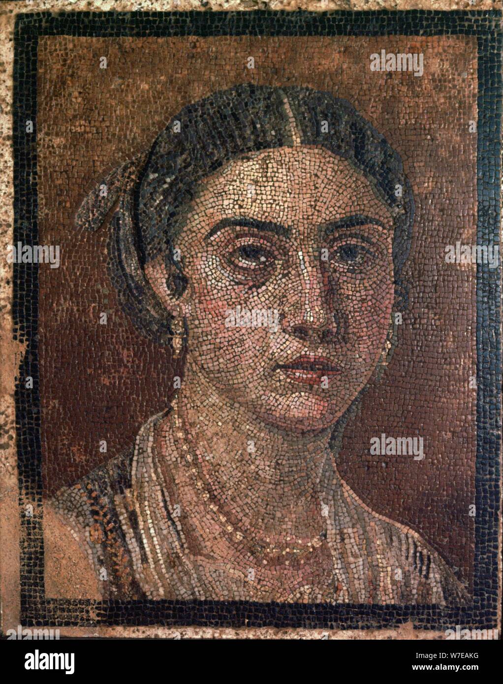 Portrait d'une femme à partir d'une mosaïque romaine, 1er siècle. Artiste : Inconnu Banque D'Images