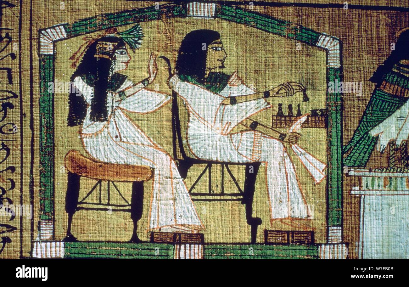 Une image sur un papyrus égyptien de brouillons, d'Ani Livre des Morts (feuille 7). Artiste : Inconnu Banque D'Images