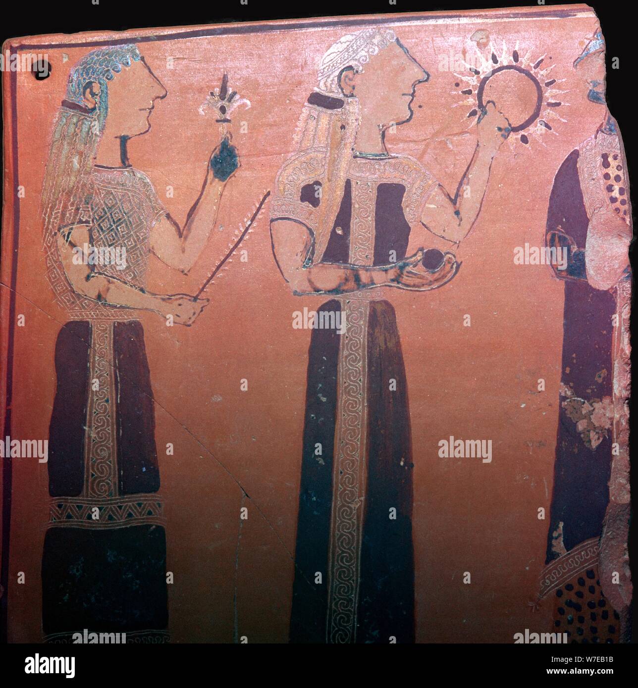 Détail d'un pot grec montrant diverses déités, 7e siècle avant J.-C.. Artiste : Inconnu Banque D'Images