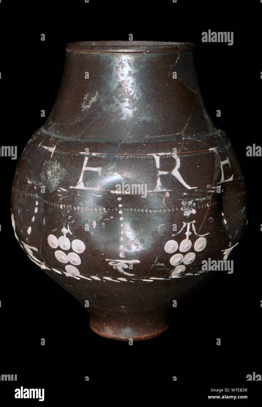 Vase romain inscrit 'Utere Felix', 3e siècle. Artiste : Inconnu Banque D'Images