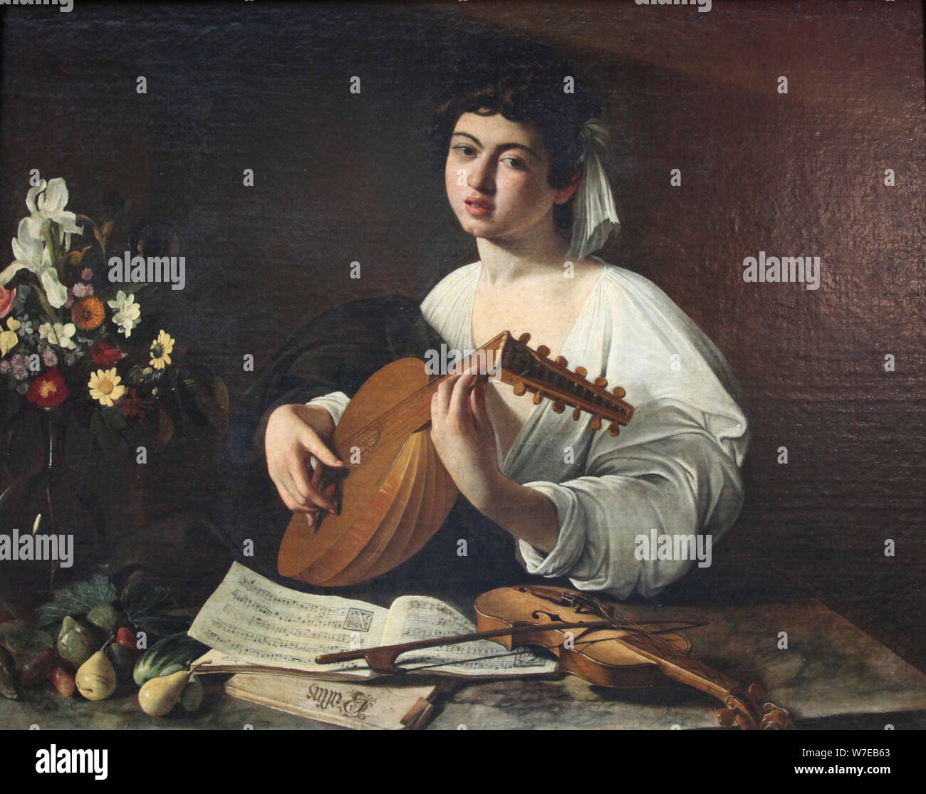 'Lute-Player', c1595. Artiste : Michelangelo Caravaggio Banque D'Images