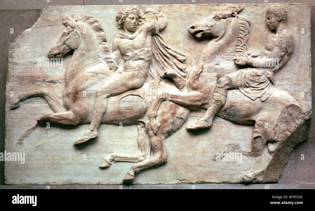 Détail de les marbres d'Elgin, 5ème siècle avant JC. Artiste : Inconnu Banque D'Images