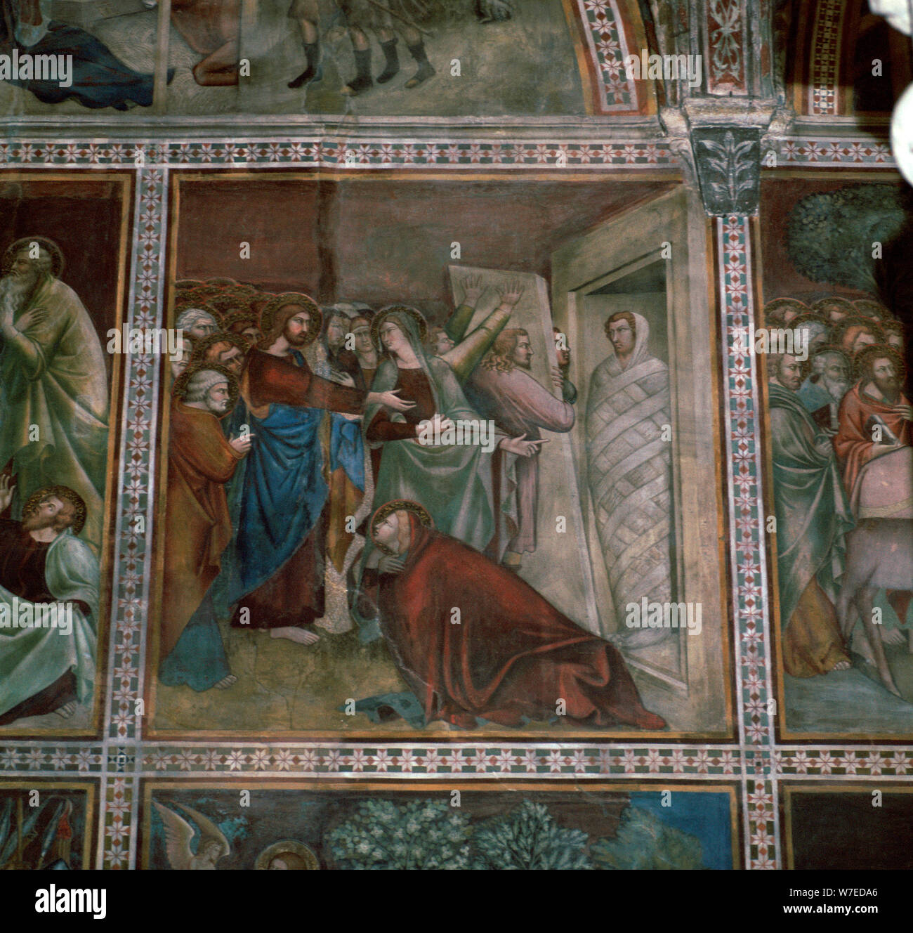 Fresque de la résurrection de Lazare, 14e siècle. Artiste : Inconnu Banque D'Images